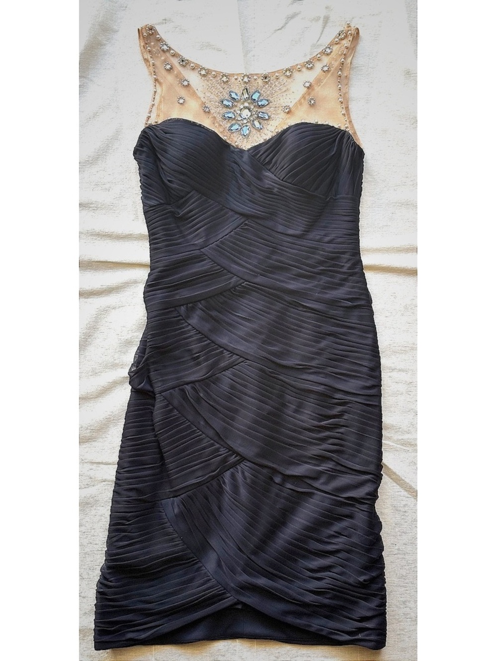 Y2K Vintage Cache Navy Blue Mini Dress with Rhinestones Size 2 #homecoming #hoco